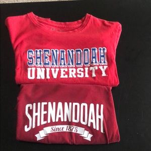 Bundle of two red Shenandoah University tees.
